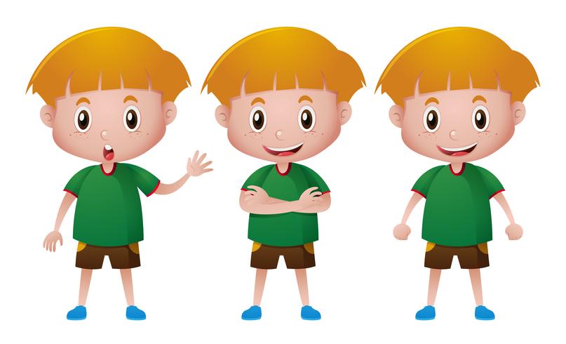 Happy boy in green t-shirt vector