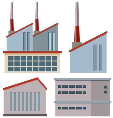 Fábrica de edificios con chimeneas. vector