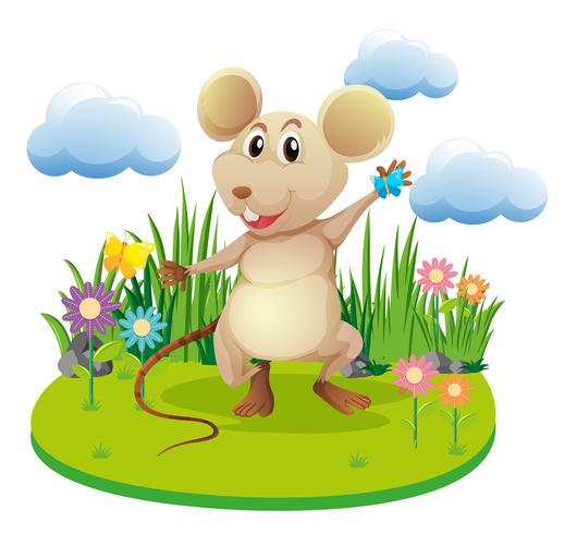 Little rat standing in garden vector