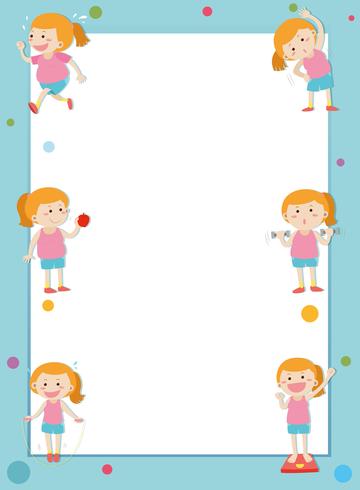 Border template with girl losing weight vector