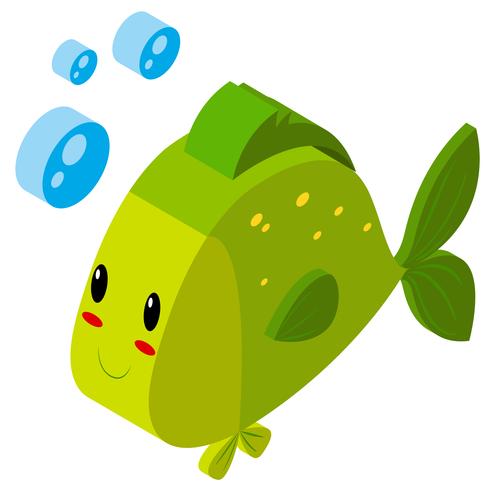 Diseño 3D para peces verdes. vector