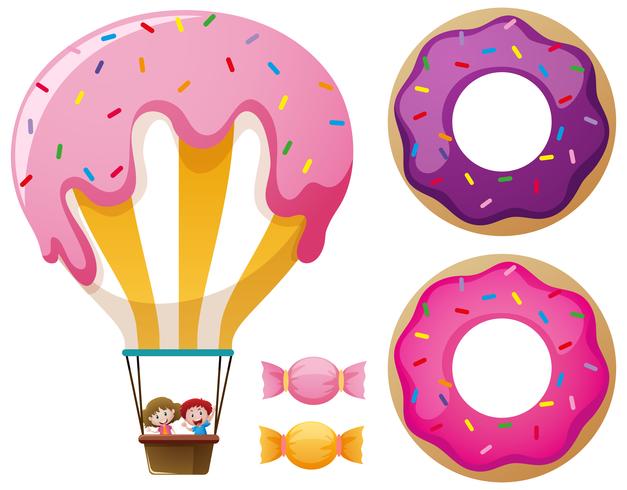 Candy balloon and donuts vector