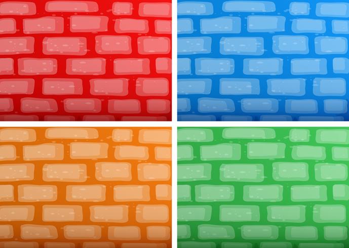 Background template with brickwalls in four different colors vector