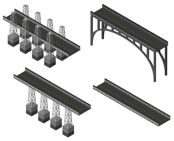 Diferentes diseños de puentes. vector