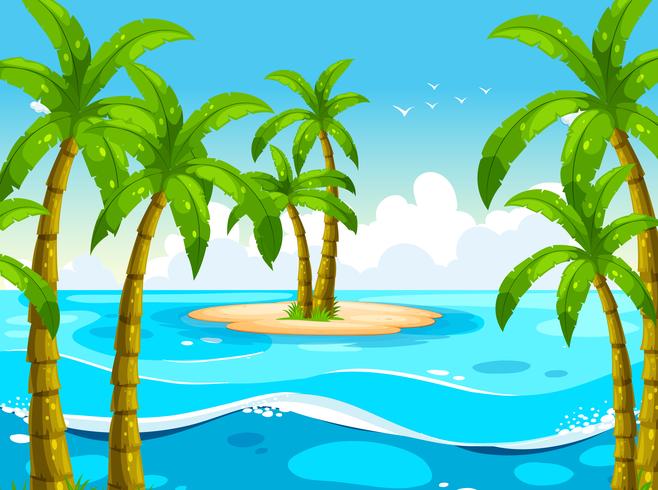 Scene with trees on island vector