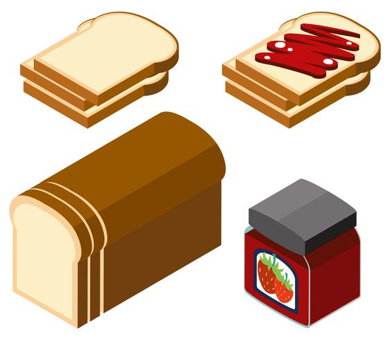 3D design for bread and strawberry jam vector