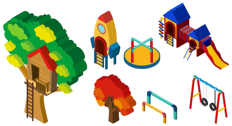 3D design for different stations at playground vector