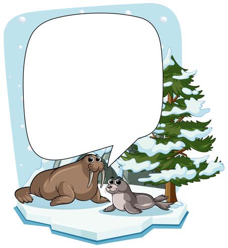 Walrus and seal on ice vector