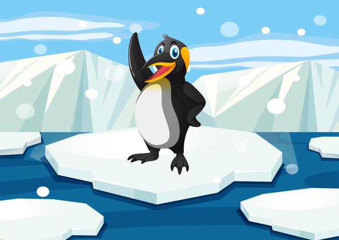 Penguin standing on iceberg vector