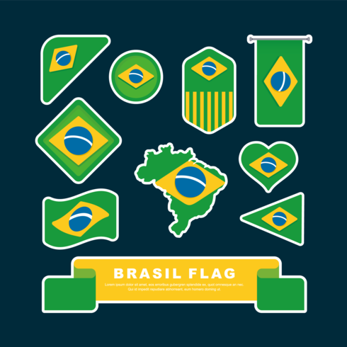 Brasil Flag Clipart Set Vector