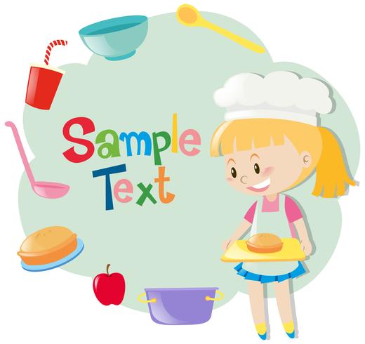 Paper design with girl baking pie vector