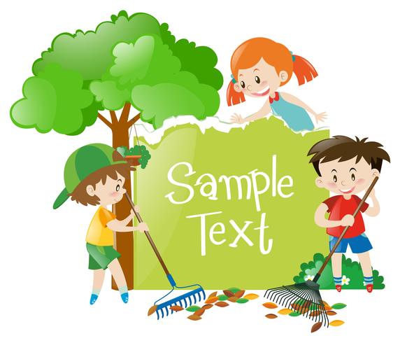 Paper design with kids in the garden vector