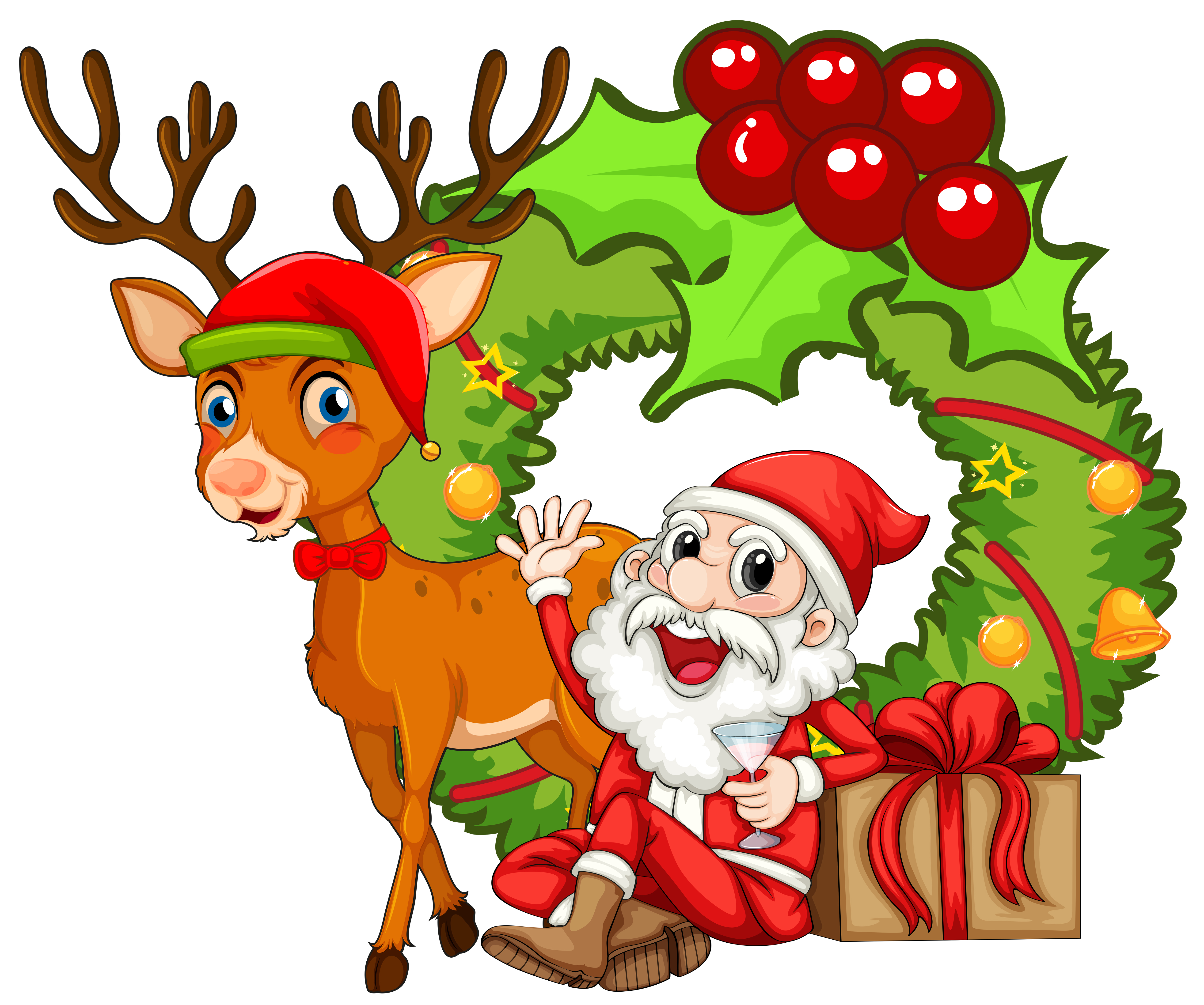 Christmas theme with Santa and reindeer 369742 Download Free Vectors