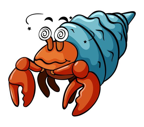 Hermit crab with dizzy face vector