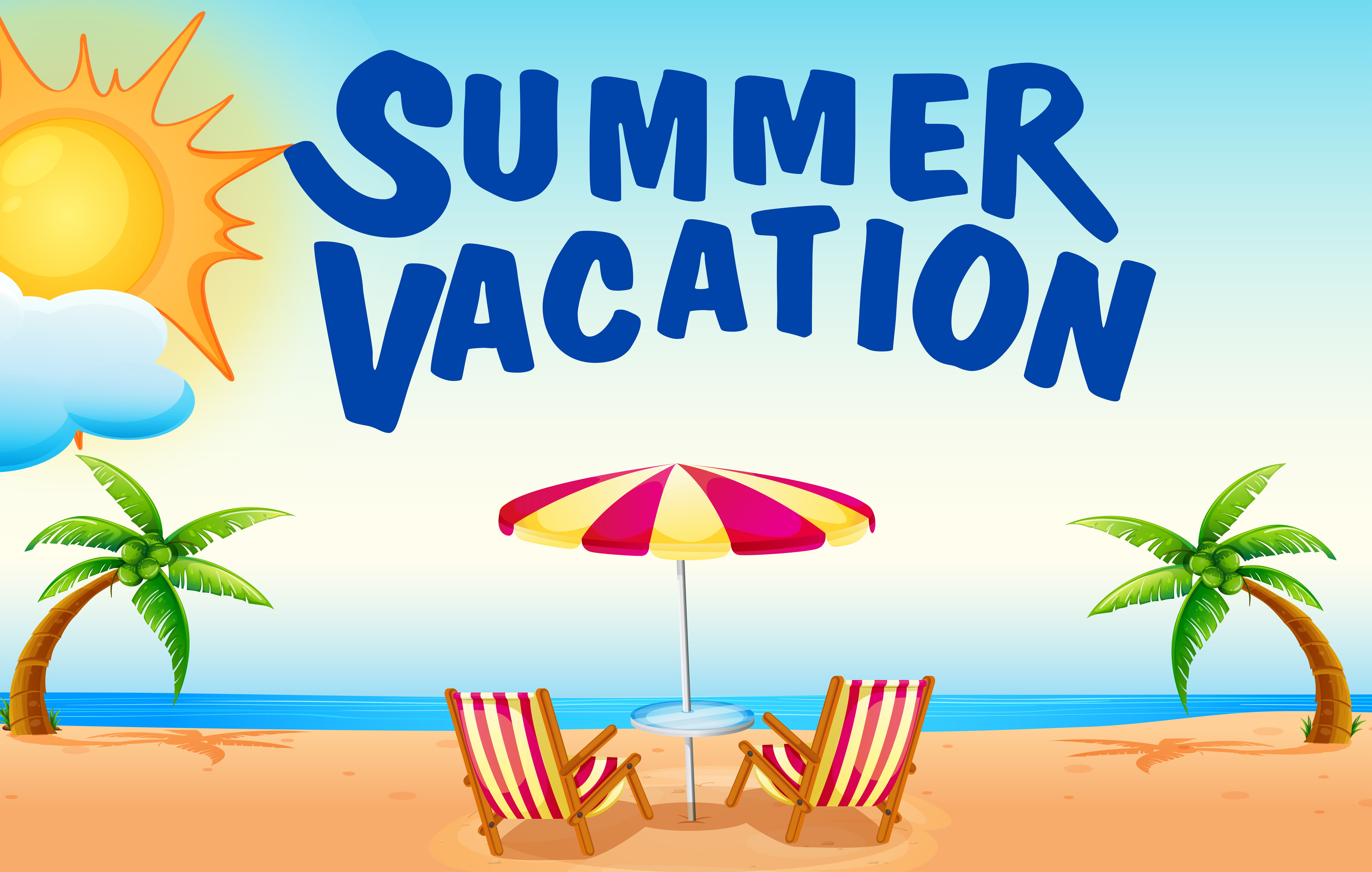 Download Summer vacation on the beach 369777 Vector Art at Vecteezy