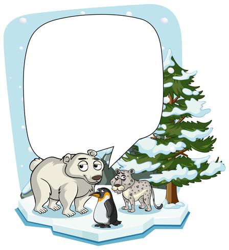 Frame template with animals in winter vector