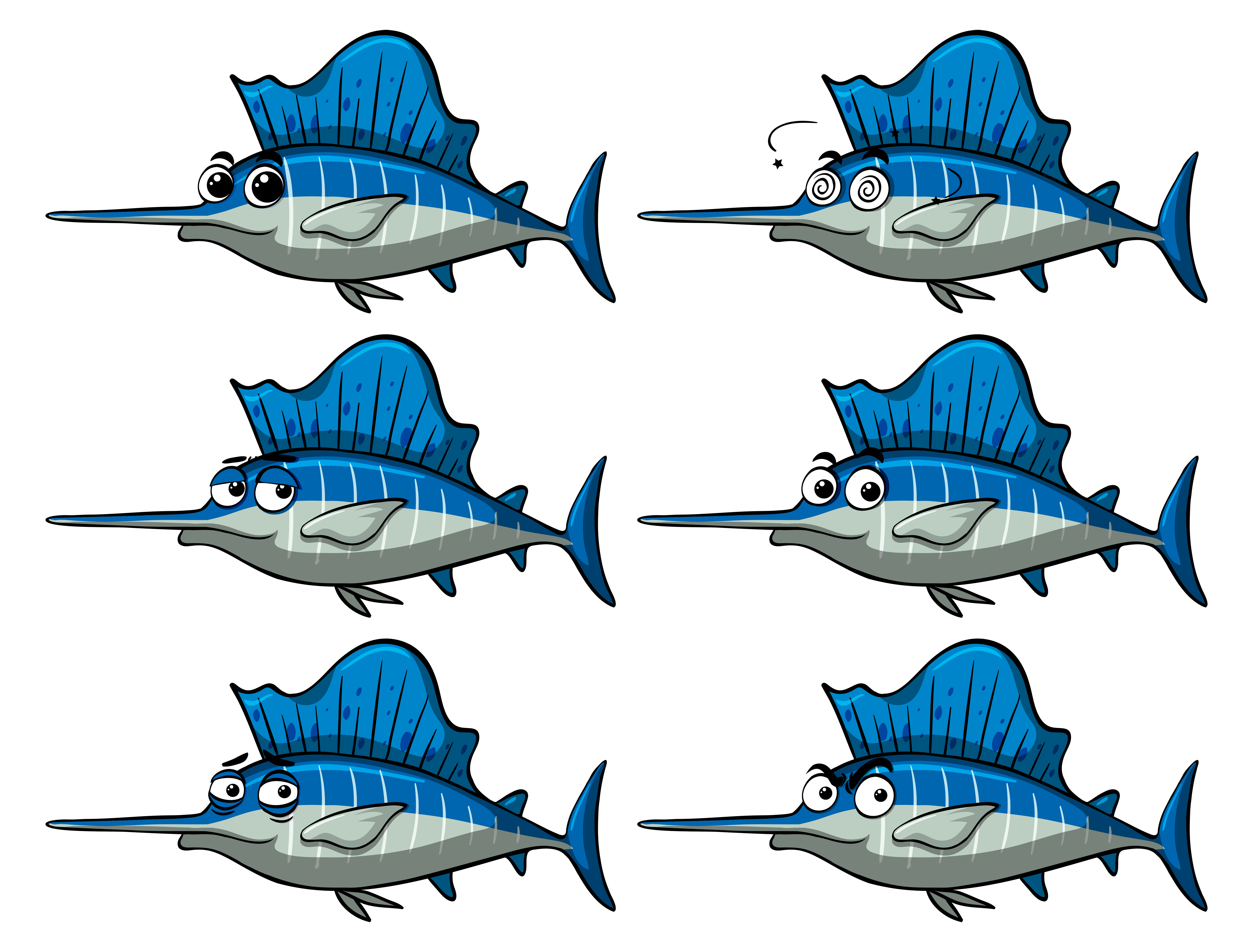Swordfish with different facial expressions 369790 Vector Art at Vecteezy