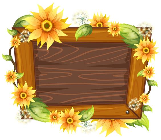 Wooden frame with flower vector