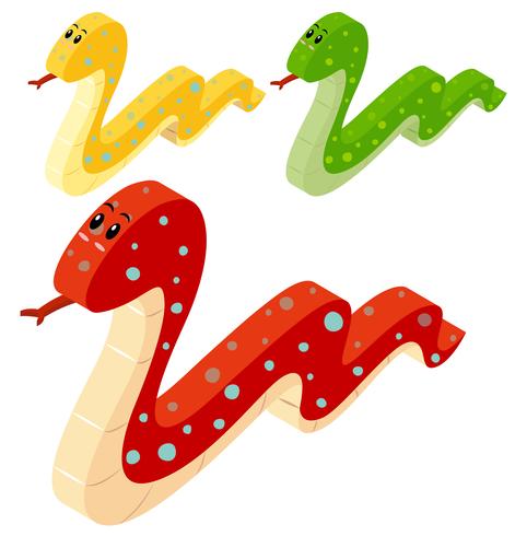 Three snakes in 3D design vector
