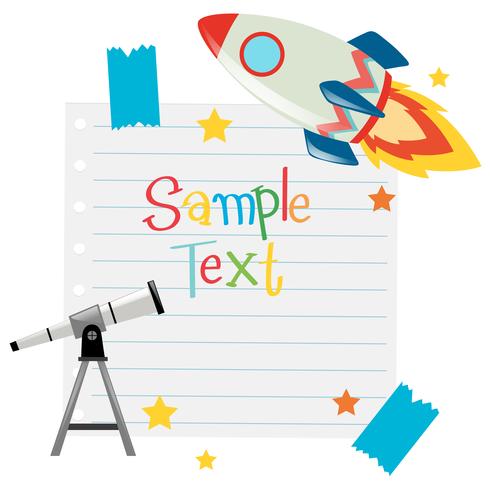 Paper template with telescope and rocket vector