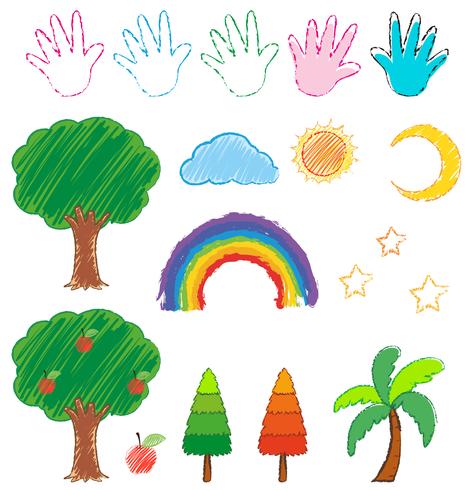 Doodles picture for nature objects vector