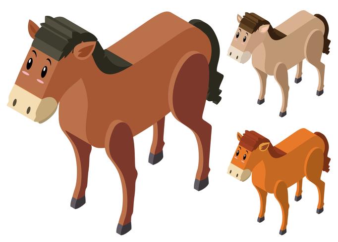 3D design for horses in three colors vector