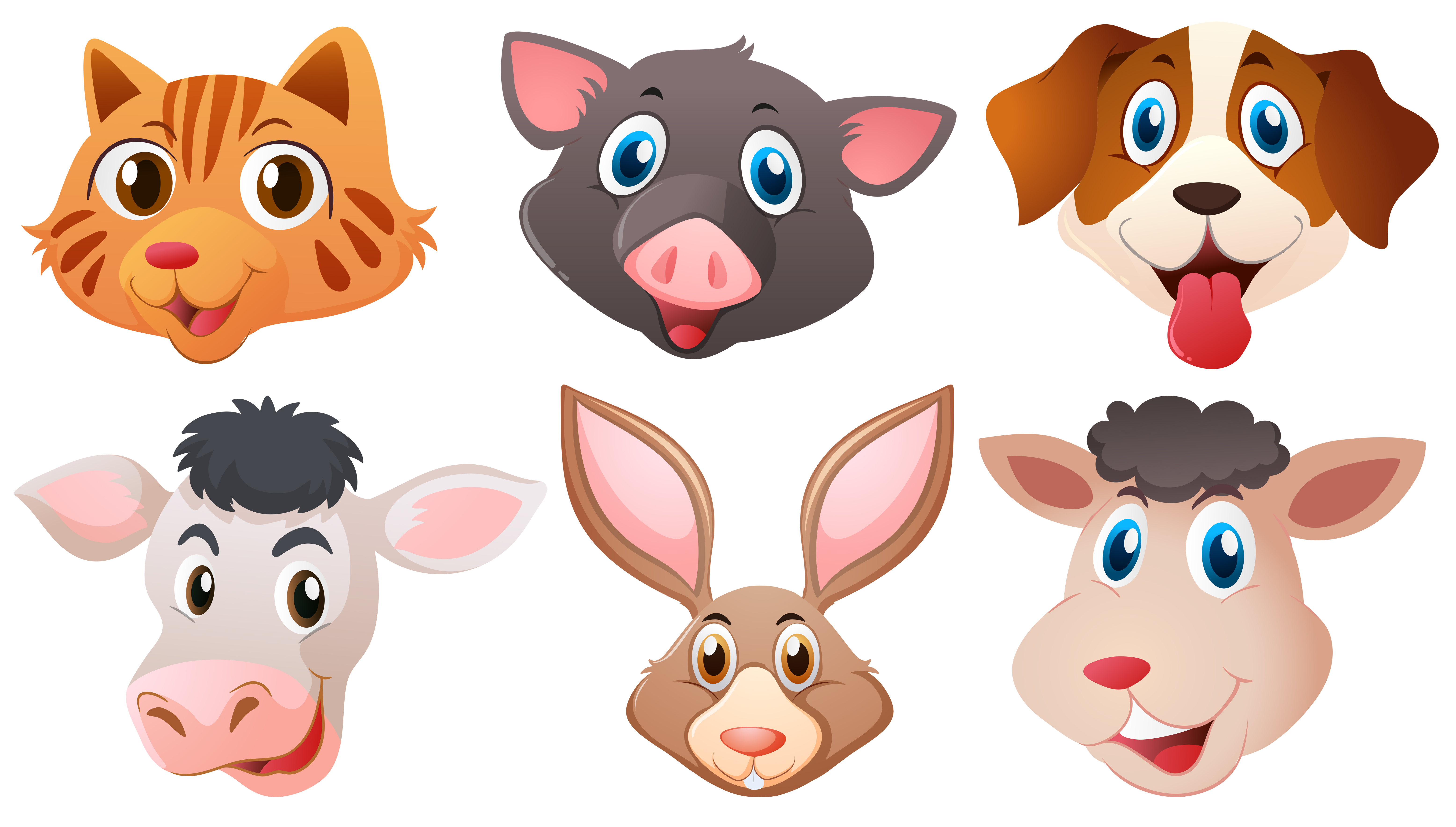 Download Different heads of cute animals - Download Free Vectors, Clipart Graphics & Vector Art