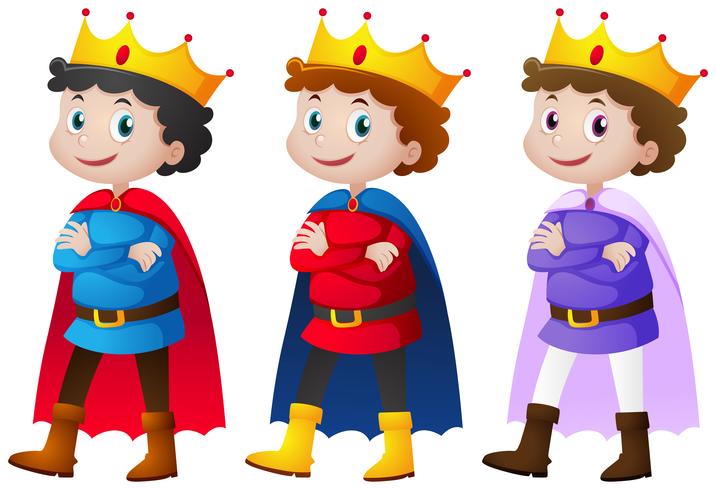 Prince in three different costumes vector