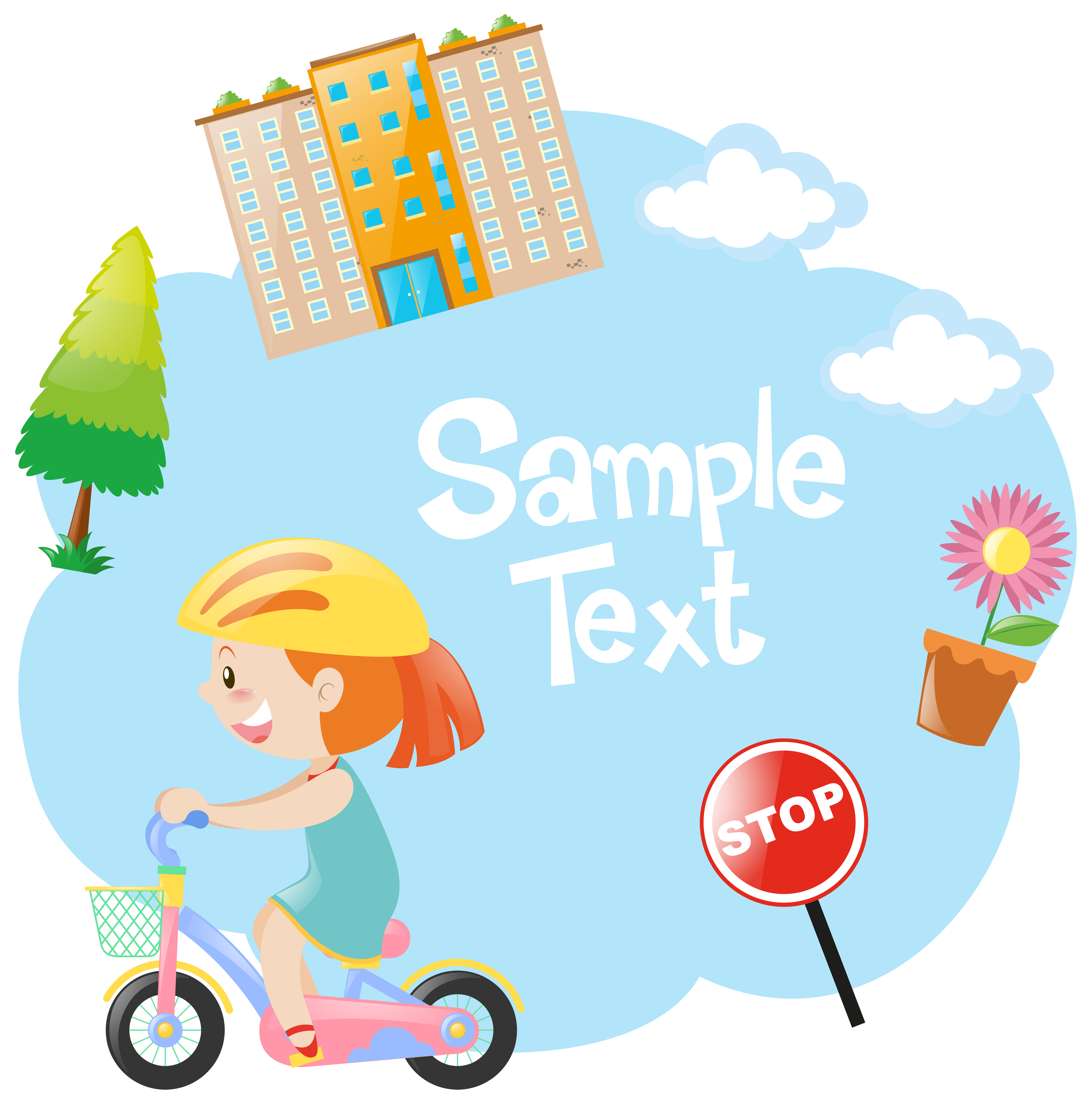 Border design with girl on bike 369926 Vector Art at Vecteezy