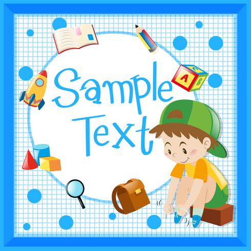 Frame template with boy tying shoelaces vector