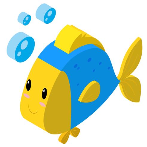 Diseño 3D para peces haciendo burbujas. vector