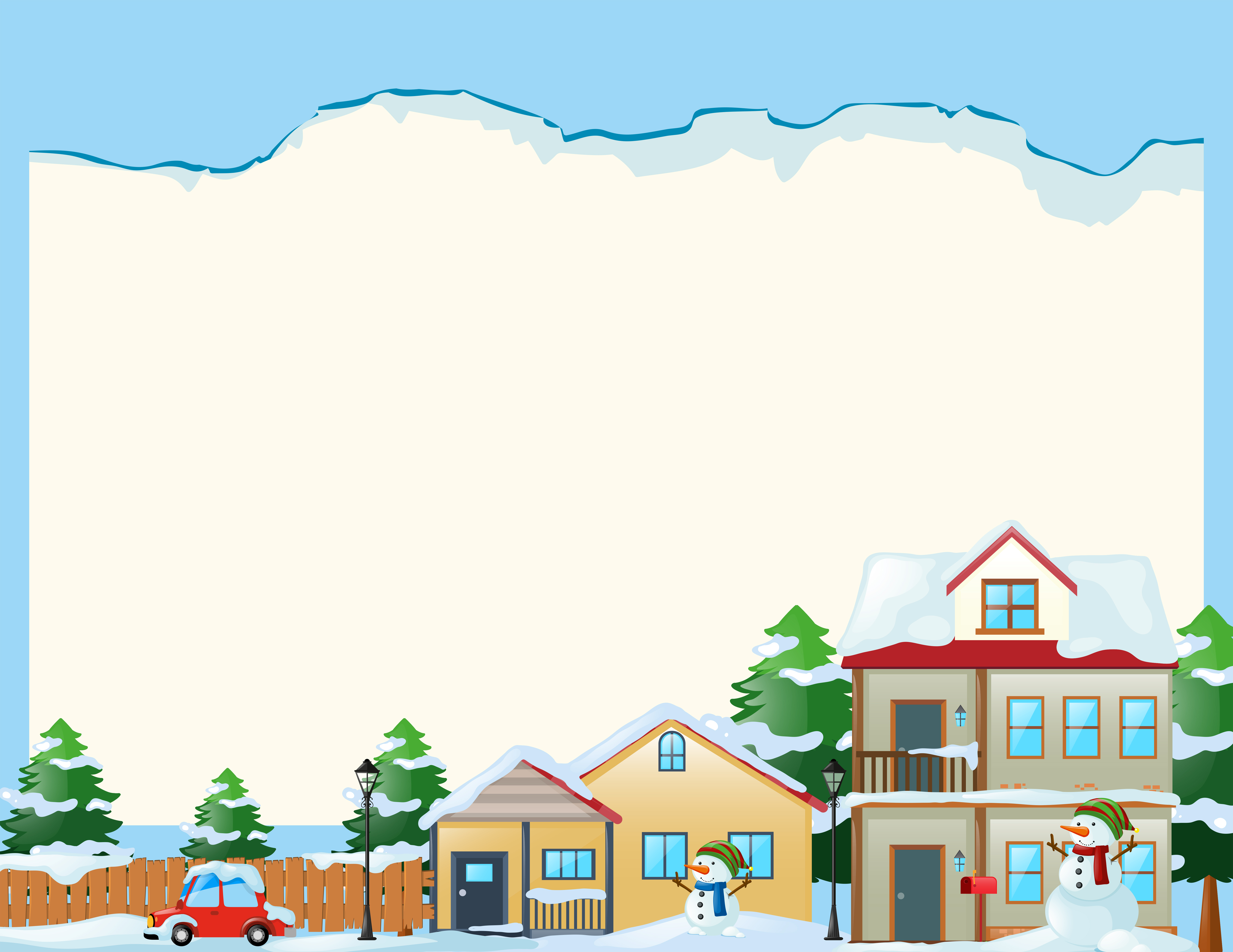 Download Border template with snow in the village - Download Free ...
