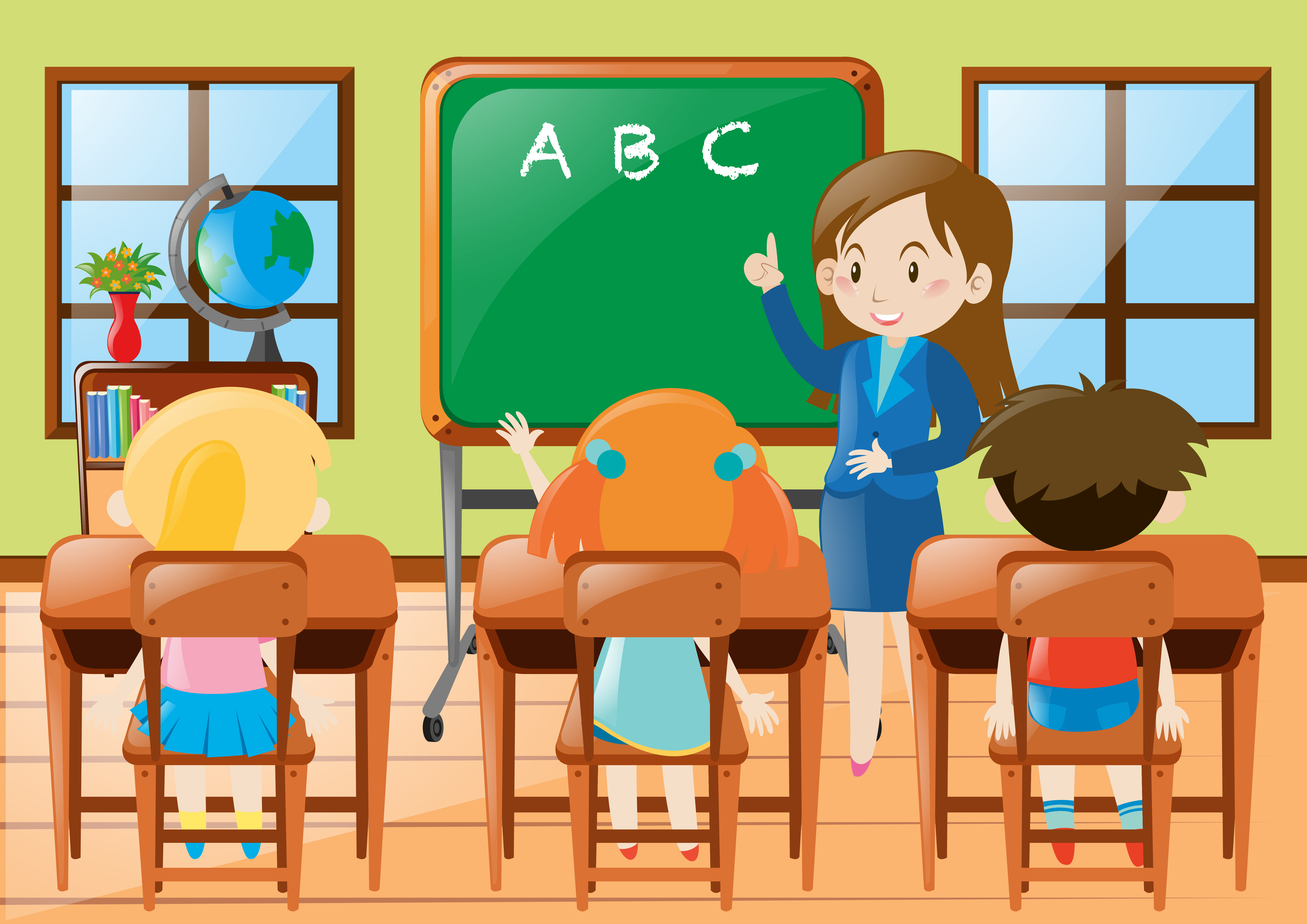 Teacher Teaching Kindergarten Students In Class 369984 Vector Art At