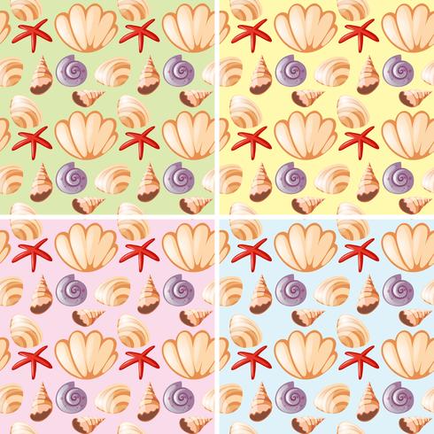 Seamless background design with seashells vector