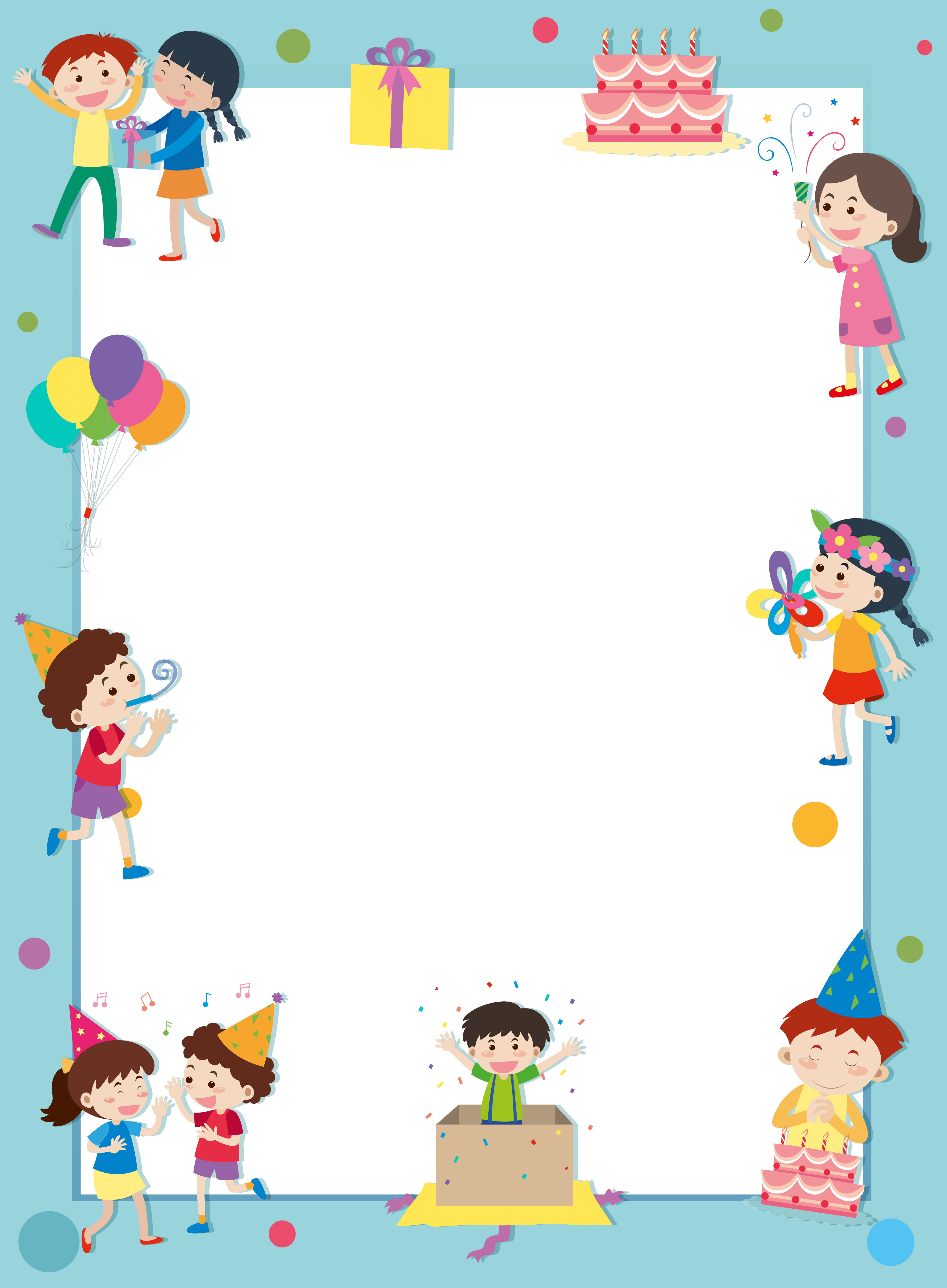 Border template with happy kids at party 369987 Vector Art at Vecteezy