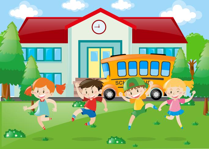 Children having fun at school vector