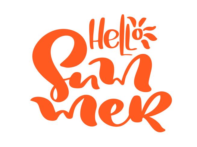 Hello summer hand drawn lettering calligraphy vector text