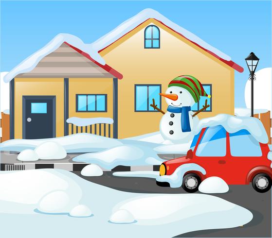 House covered with snow in winter vector