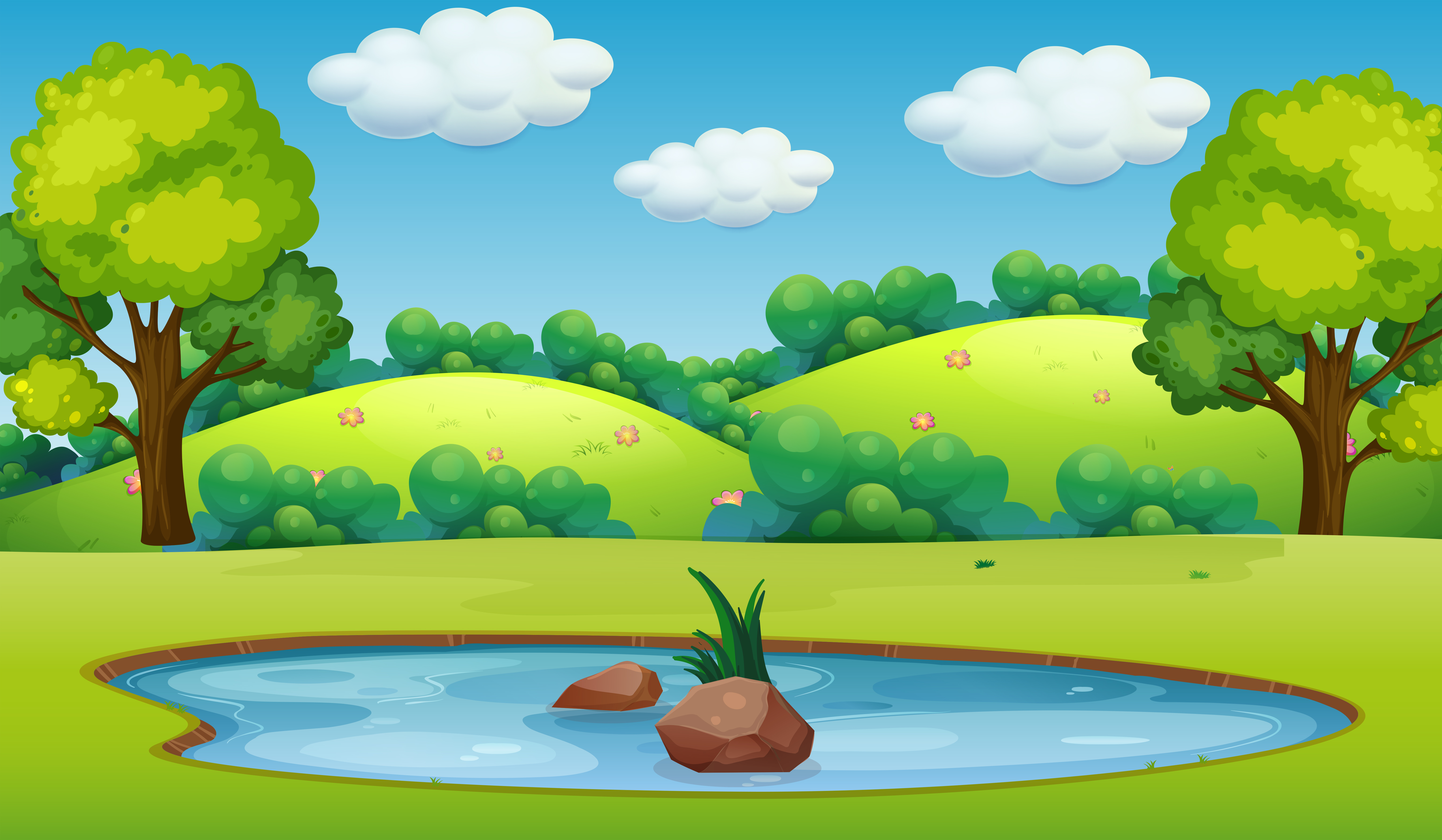 Pond Cartoon Vector Art, Icons, and Graphics for Free Download