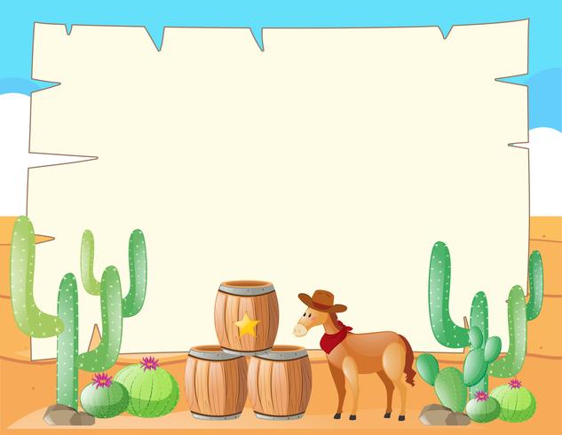 Frame template with horse in the field vector