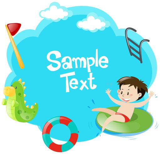 Border design with boy in the pool vector