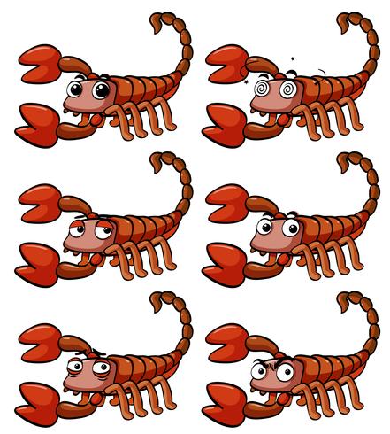 Scorpion with different facial expressions vector