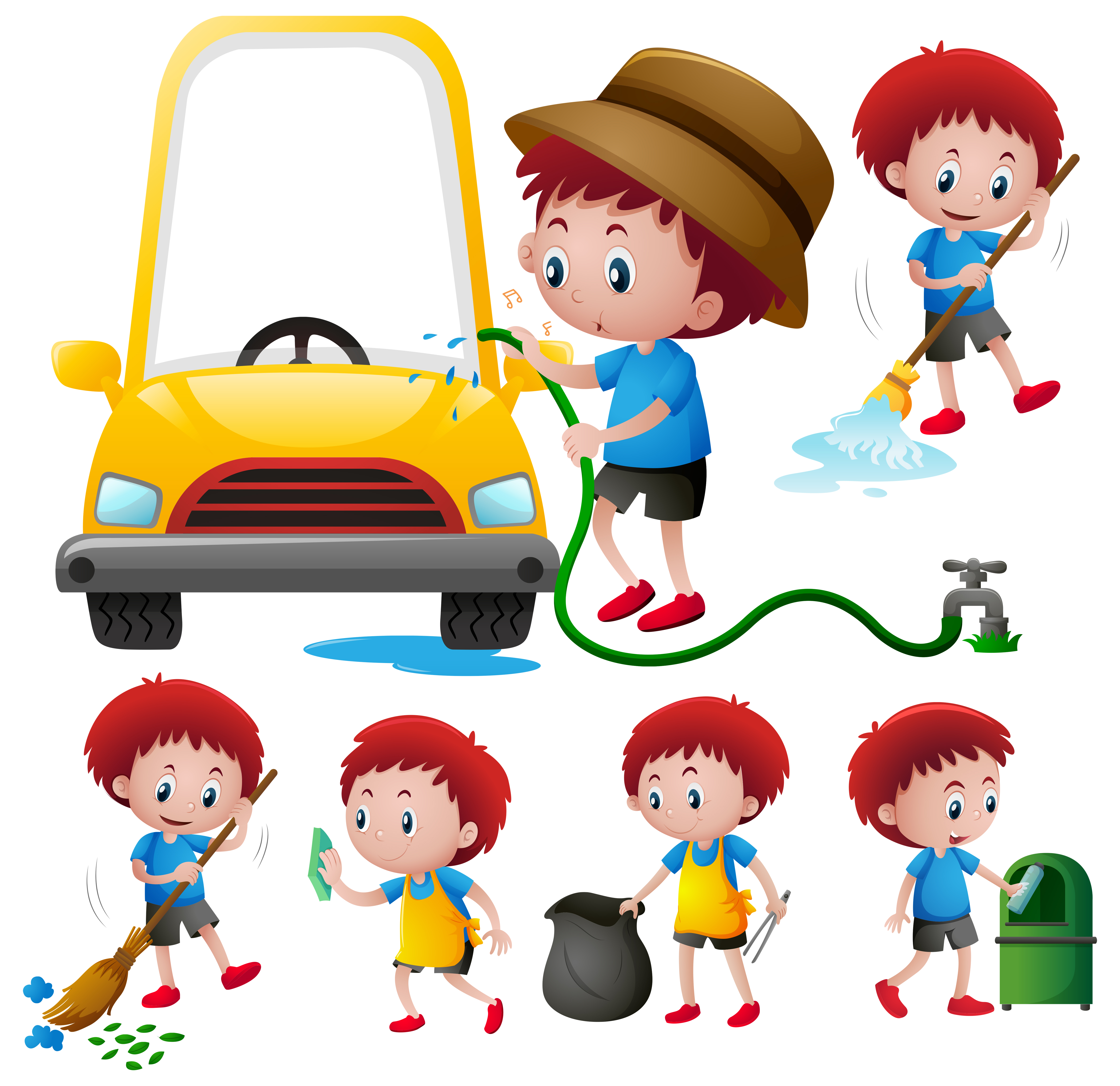 Children Doing Chores Clip Art