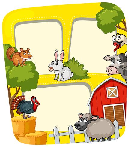 Frame template with farm animals vector