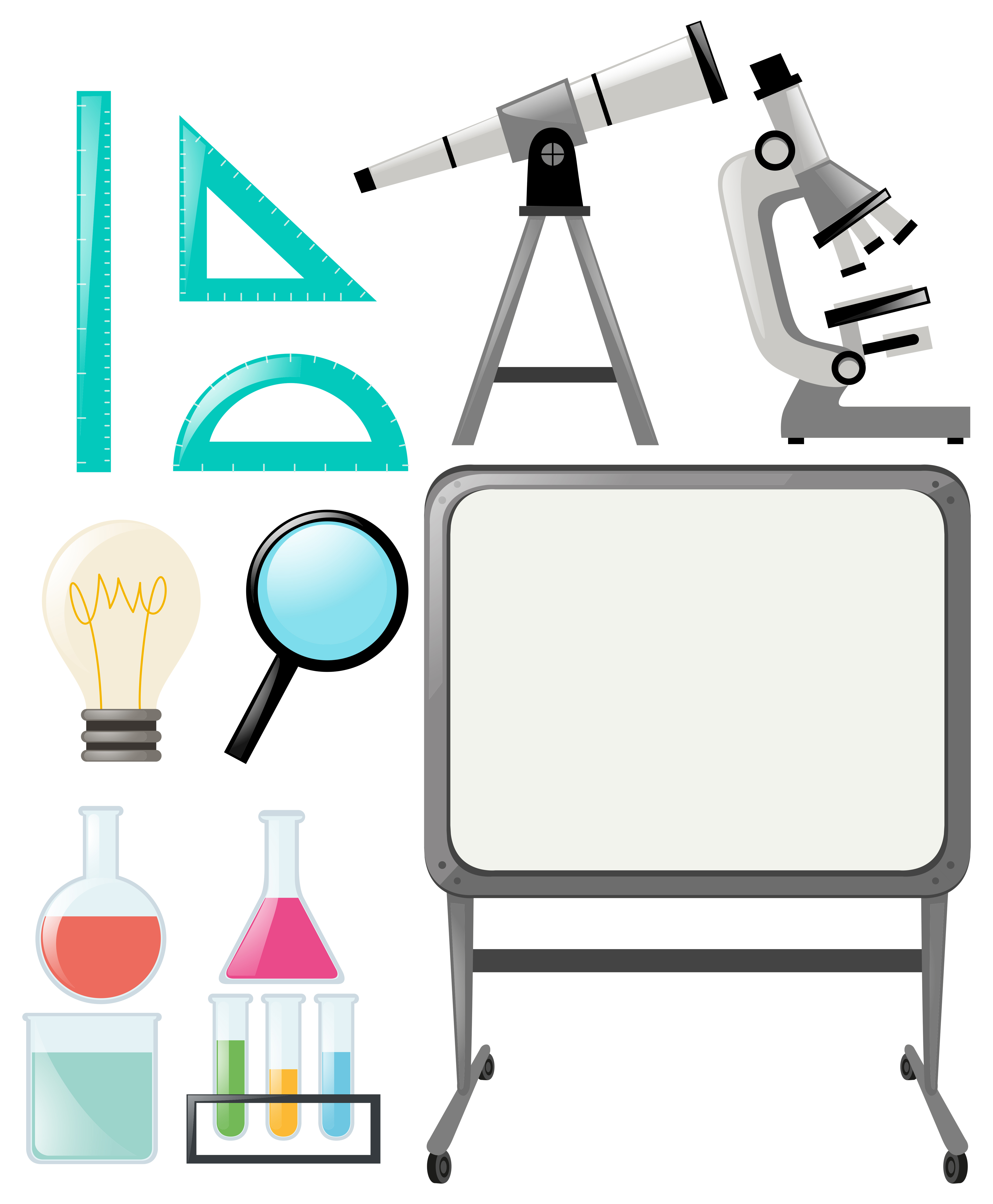 Science objects and whiteboard 370213 Vector Art at Vecteezy