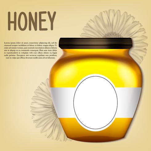 Realistic 3d bank of honey. Vector retro illustration