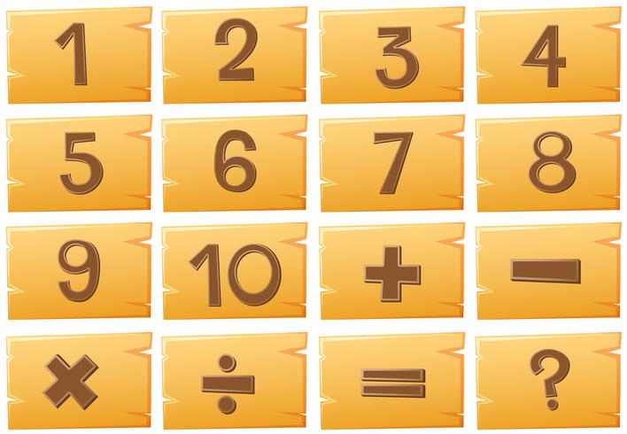 Numbers on wooden boards	 vector