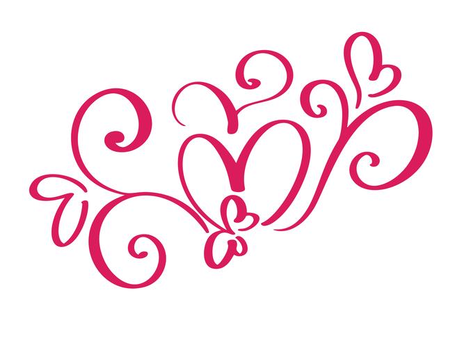 Día de San Valentín del vector de los corazones del vintage de la caligrafía del flourish