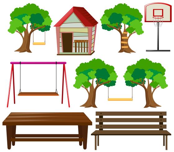 Seats and things in garden vector