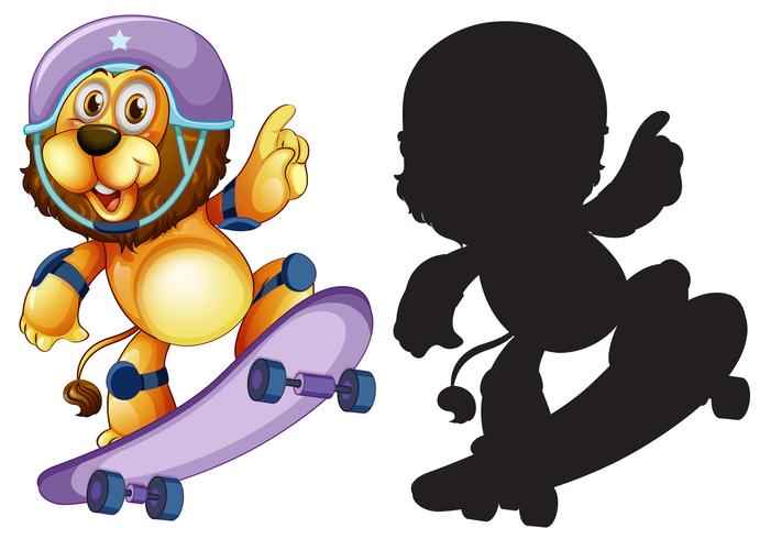 Set of lion skateboard vector
